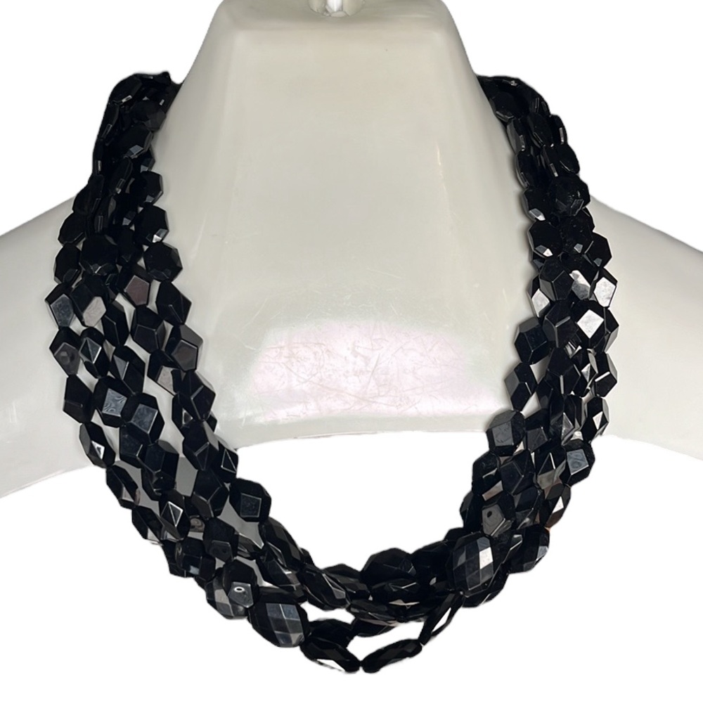 Black 5 strand collar necklace